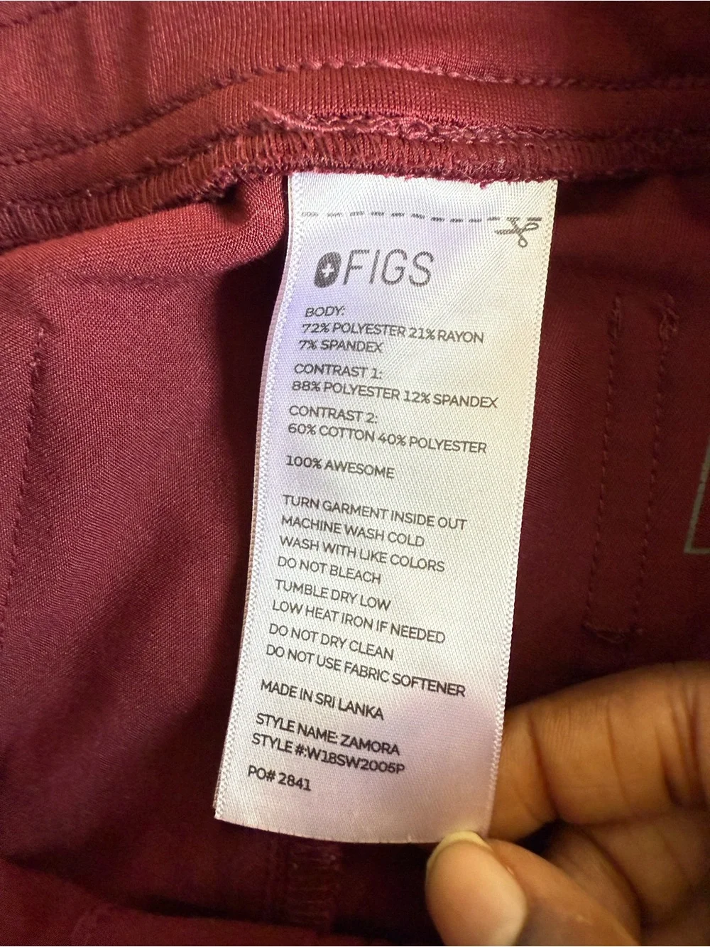 FIGS Women’s Burgundy Zamora Jogger Scrub Pants Size S